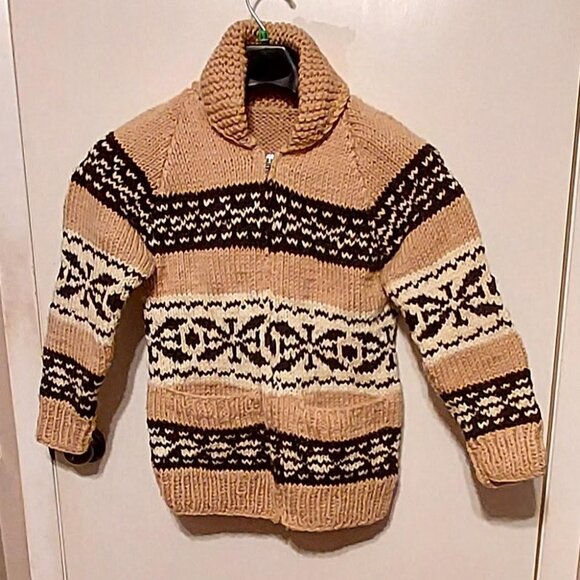 Unbranded Sweaters - Womans Brown & Tan Sweater Coat. Full Zip Sz S/M Unbranded Cabel Knit